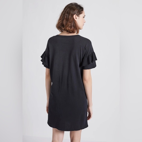 Current Elliott Ruffle Short Sleeve Roadie Washed Black T-Shirt Dress EUC 0/XS - Picture 4 of 12